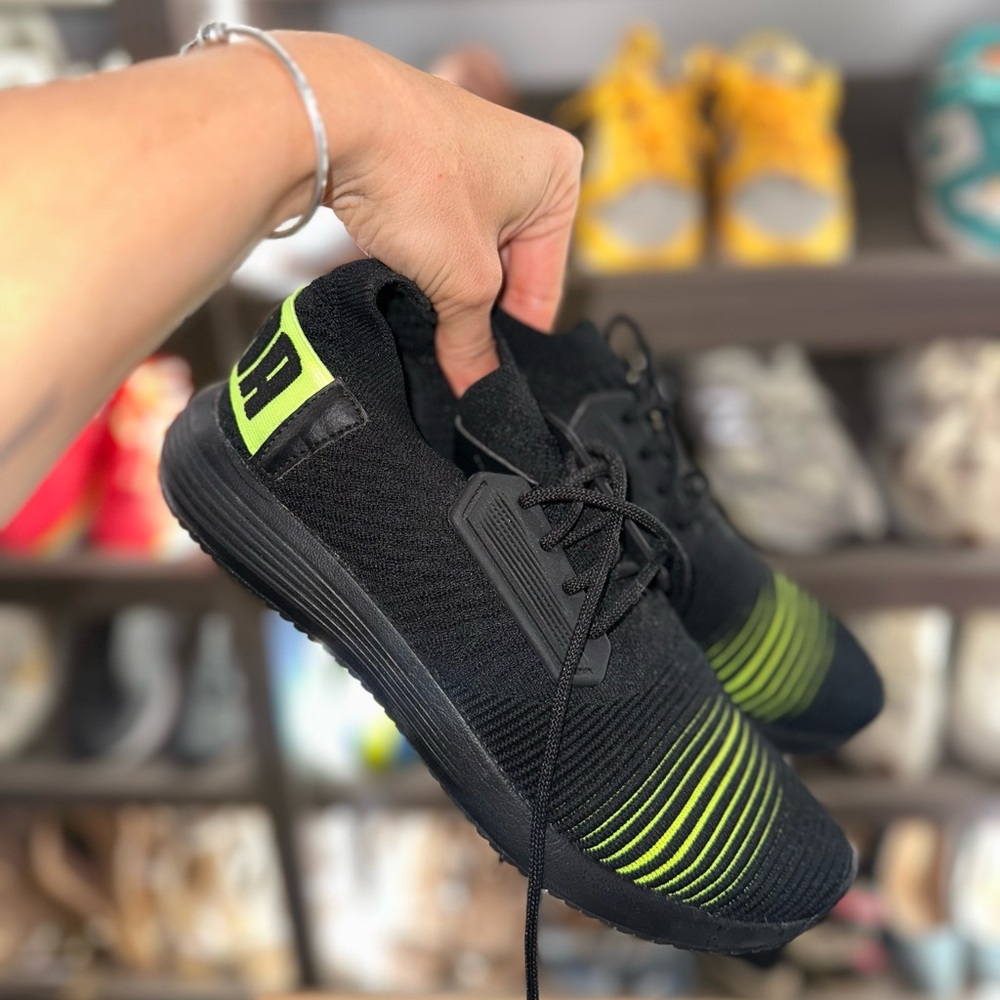 Puma Black and Neon Green Athletic Shoes